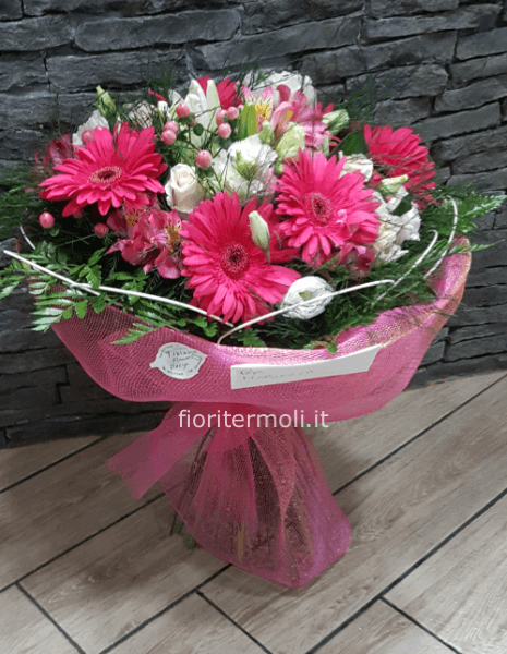 Bouquet di fiori Misti di stagione sui toni del rosa a scelta del fiorista